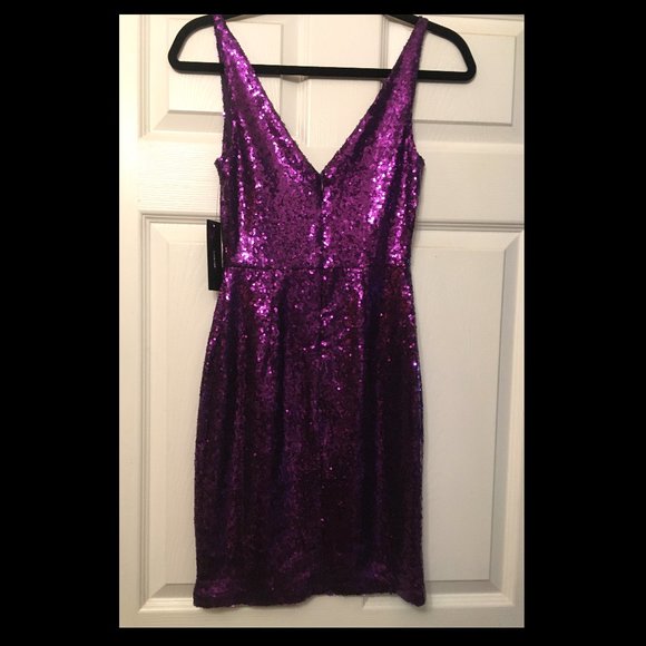 NWT Champagne Showers Purple Sequin Bodycon Dress - XS - Picture 6 of 7